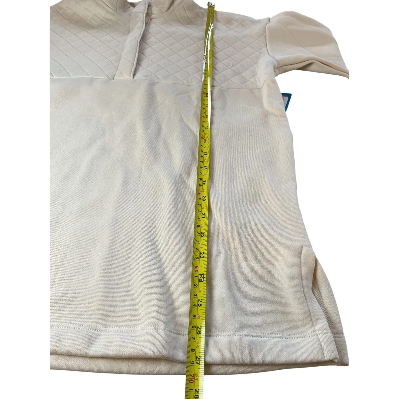 Columbia Women's Quilted Pullover ‎ Top Beige Mock Neck Snap Front Long Sleeve - Image 7