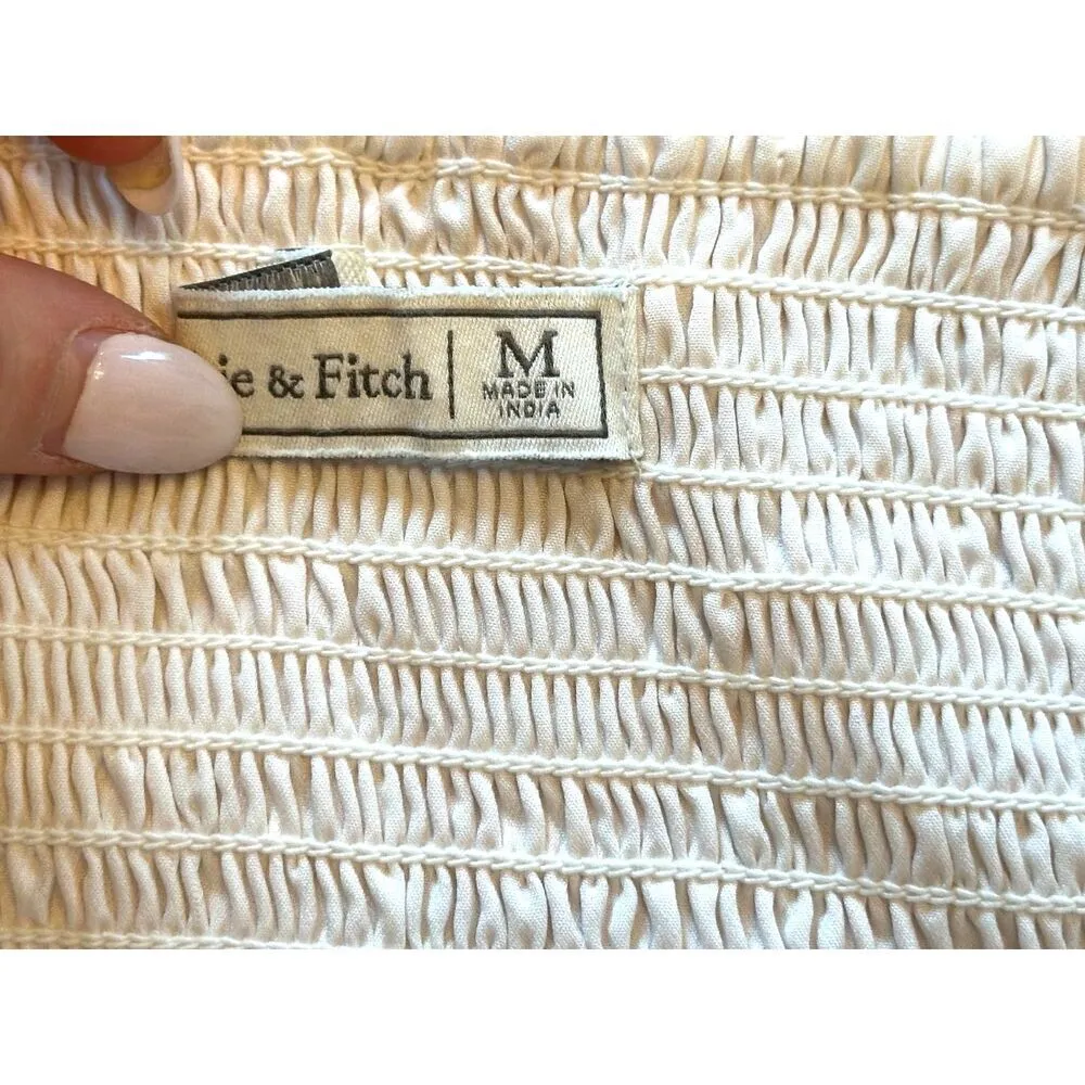 Abercrombie and Fitch Pink and White Flowy V-neck Mini Dress Size Medium - Image 7