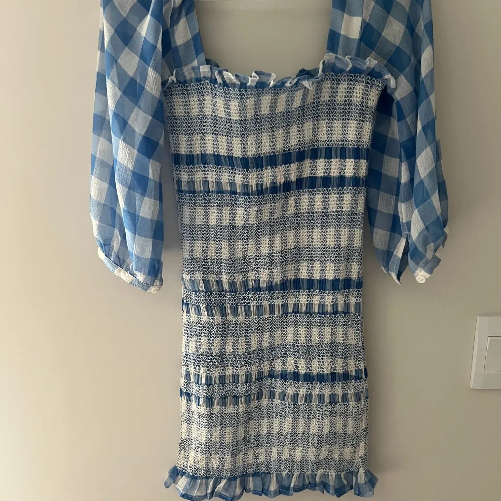 Capulet blue and white gingham dress size small - Image 7