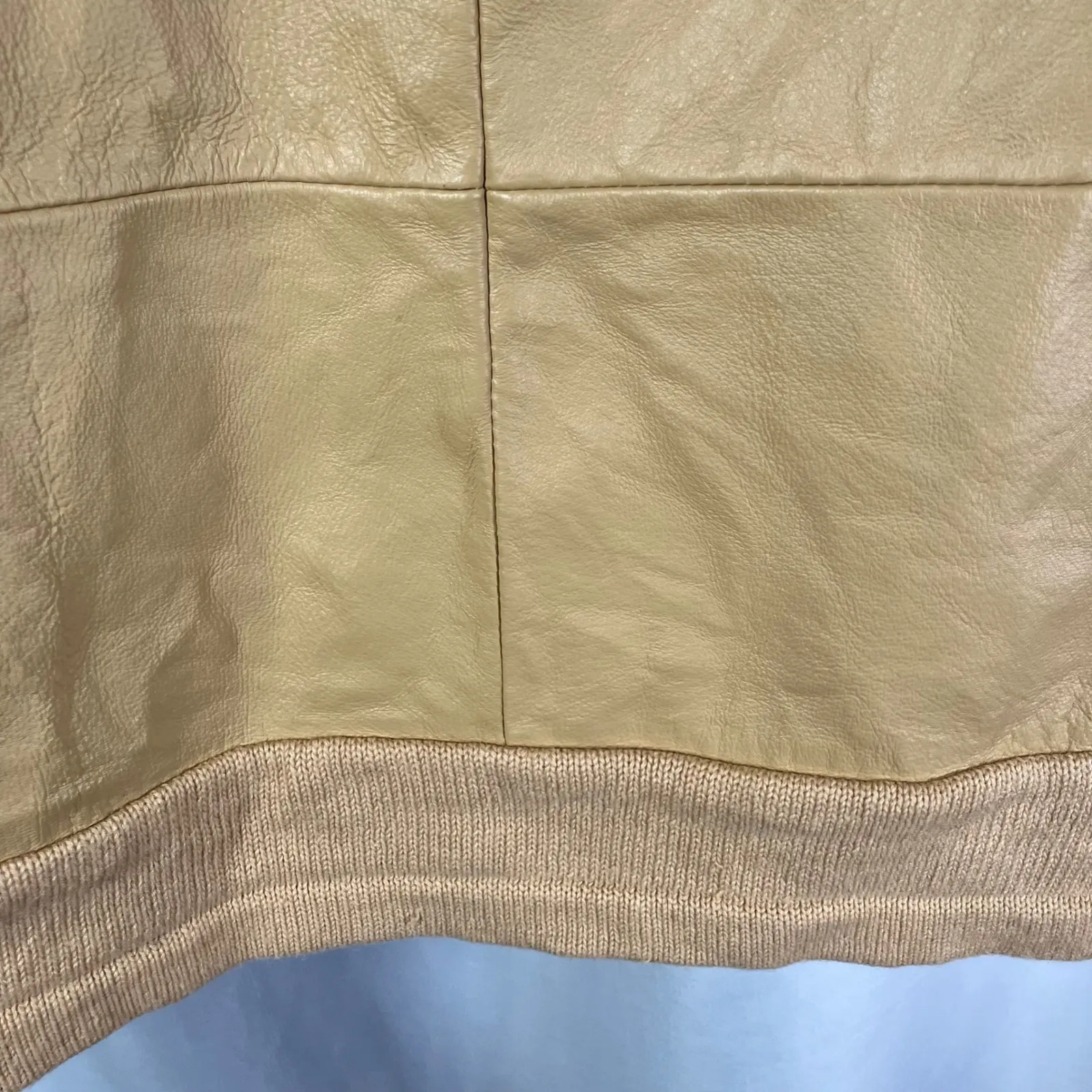 Vintage Terry Lewis Classic Luxuries Leather Front Knit Sweater Top Beige Medium Tan - Image 7