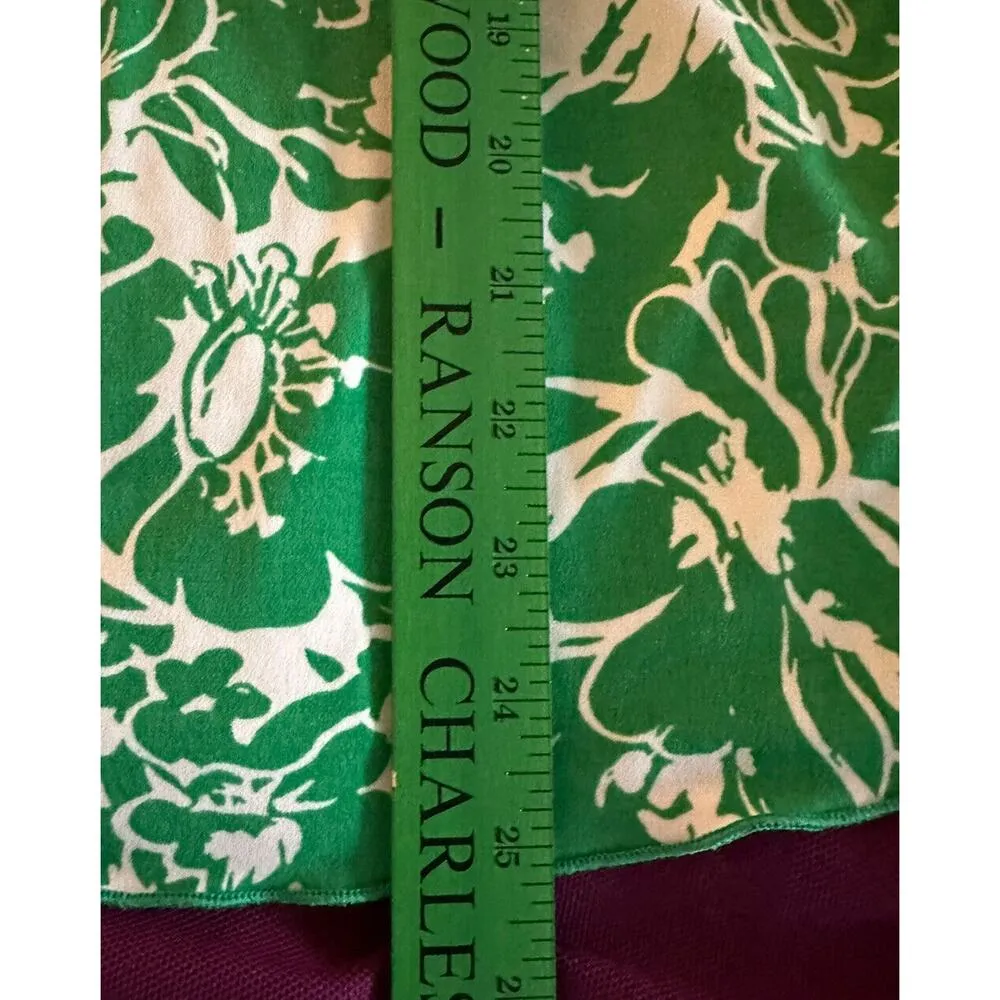 Vol 1 Women's Short Sleeve fitted Green White Tie Back Belt Top Stretch Small - Image 10