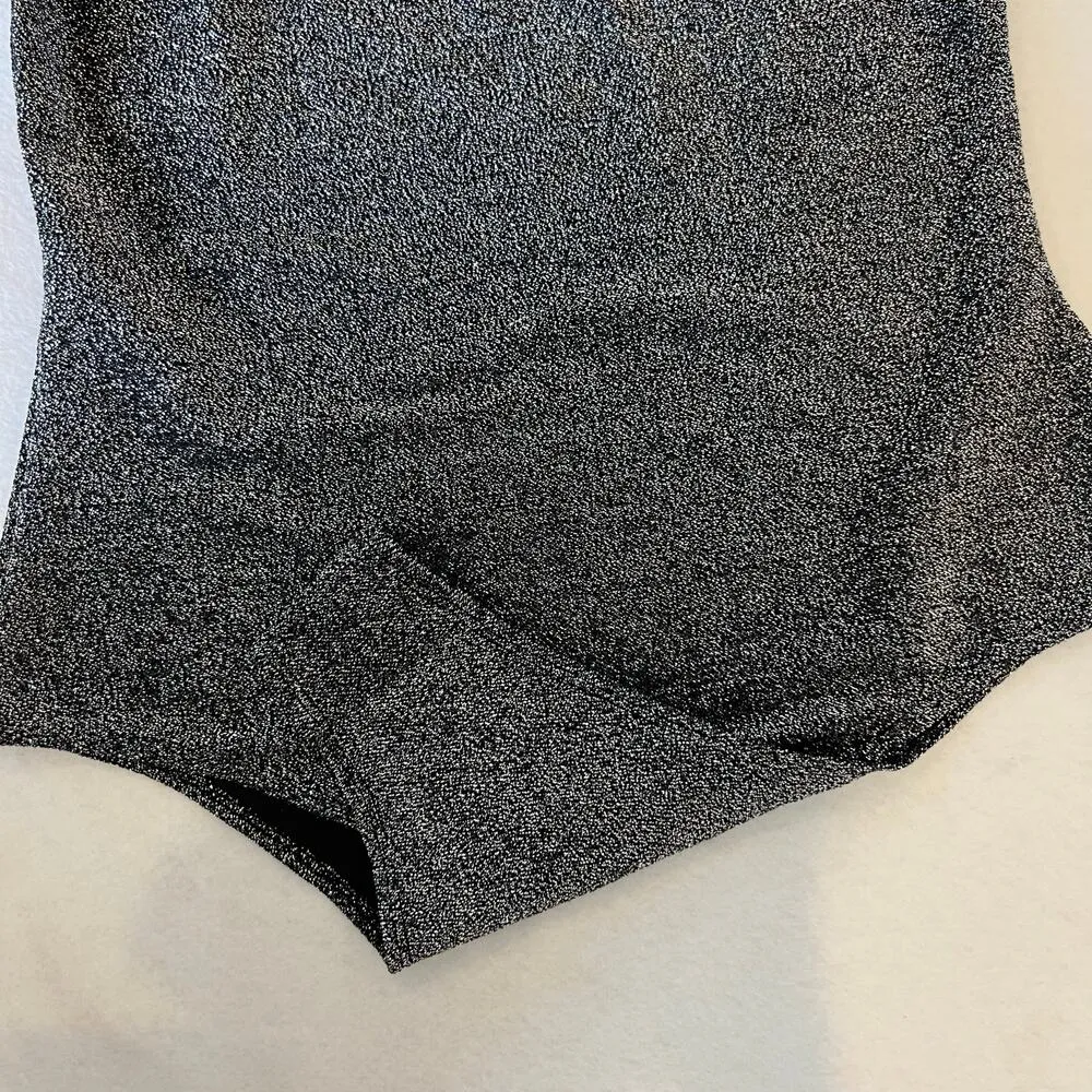 NWT REFORMATION Saturn Metallic Stretch-knit Bodysuit In Silver Size Small - Image 7