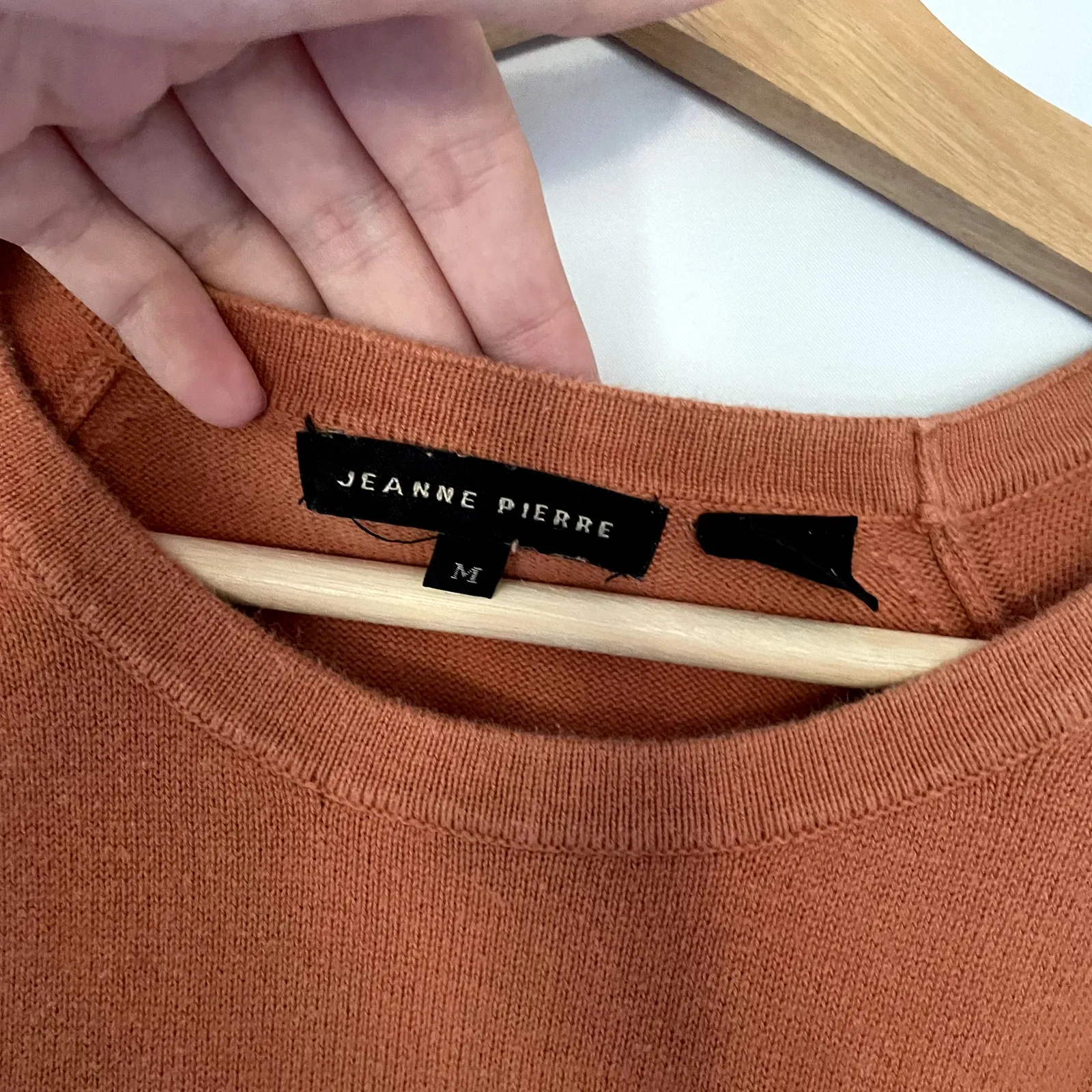 Jeanne Pierre rust orange crewneck sweater women's size medium cotton knit - Image 3