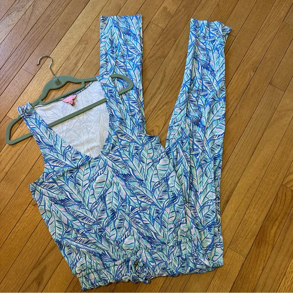 Lilly Pulitzer Paulina Jumpsuit Blue Lets Mango Womens Medium Sleeveless - Image 3