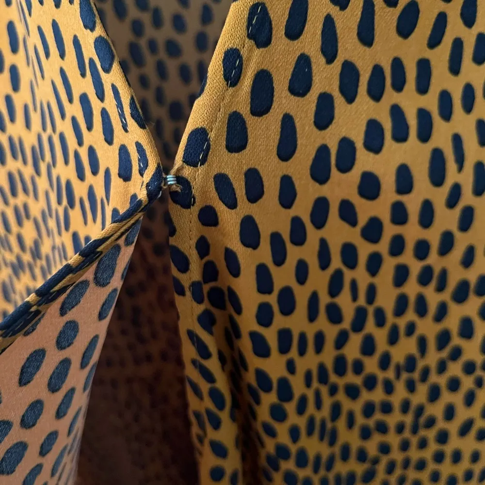 J Crew Factory Drapey twill wrap Animal Print Short Sleeve Polyester Dress Sz 16 Brown - Image 8