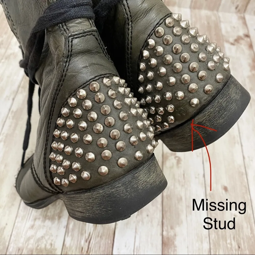 Steve Madden Studded Tarnney Green Combat Boots - Image 12