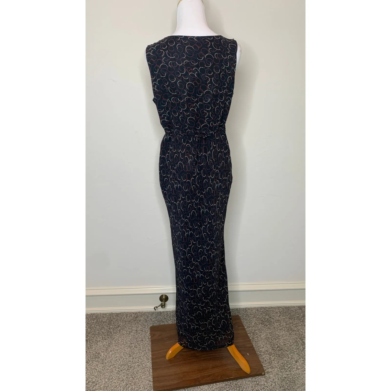 Black Geometric y2K Maxi Dress Chiffon Medium? - Image 2