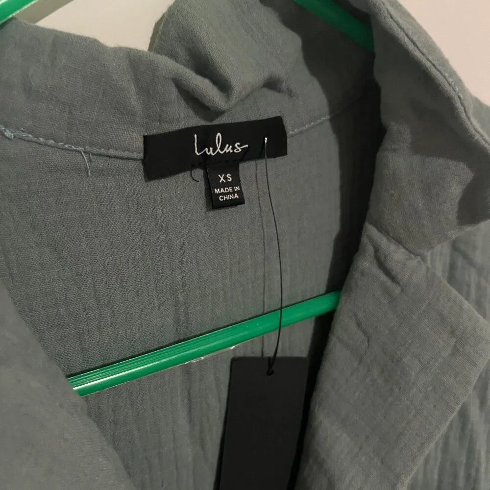 NWT Lulus Relaxed Life Sage Green Short Sleeve Jogger Jumpsuit XS - Image 10