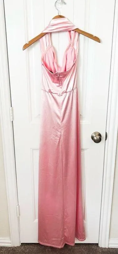 Lucy in the Sky Long Pink Halter Dress Size Small - Image 2