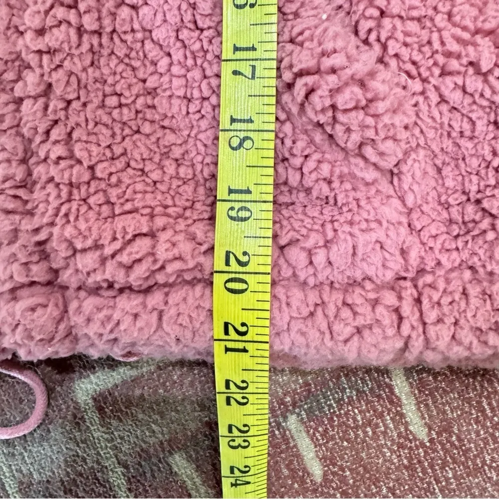 Pacsun Pink Teddy Sherpa Floral Zip Up Puffer Bomber Jacket Size Small - Image 4