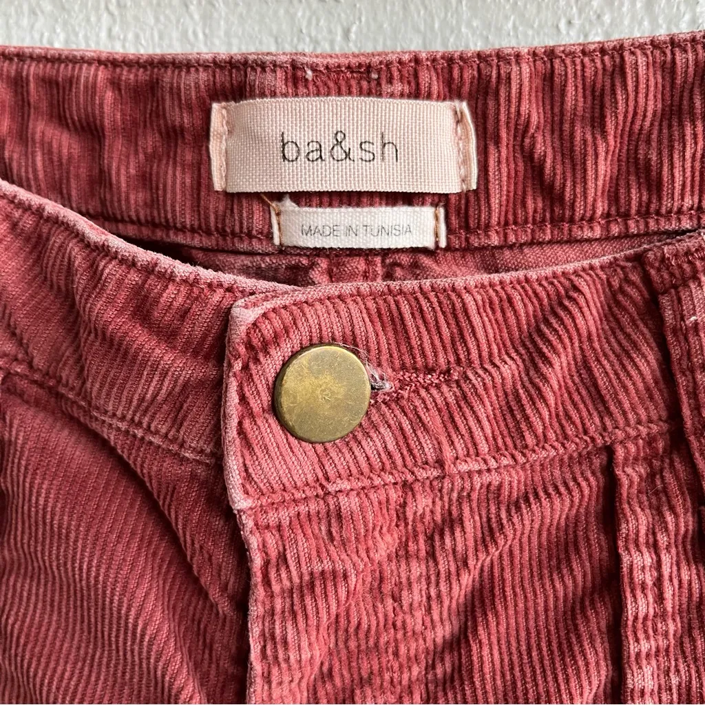 BA&SH Corduroy Maroon Pants Sally Boyfriend Tapered Leg Size 26 - Image 3