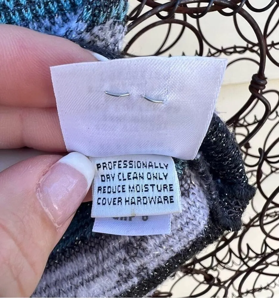 ST. JOHN SPORT BY MARIE GRAY sleeveless blouse tank top blue black silver stripe - Image 8