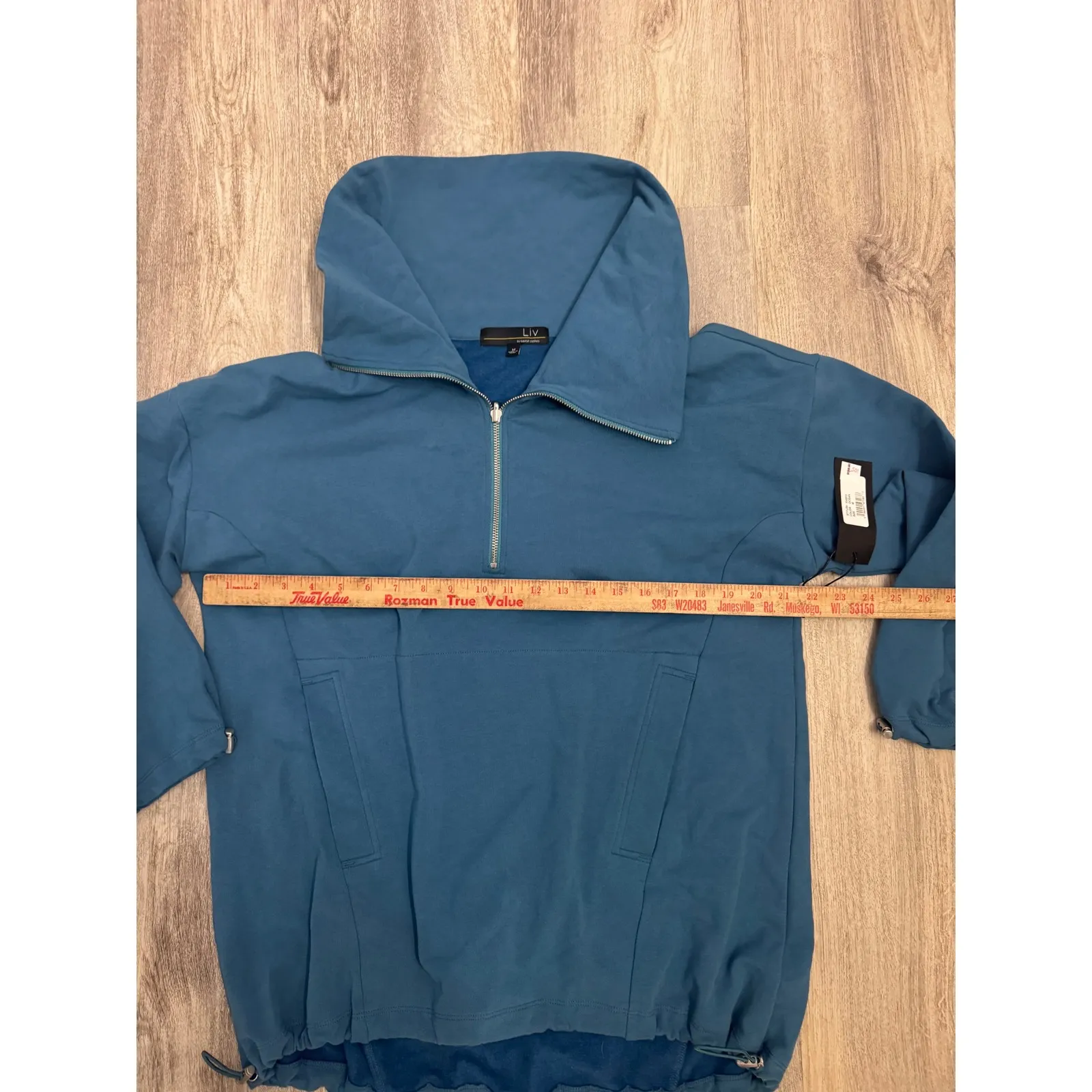 Liv by Habitat Fleece toggle zip pullover Size Medium NWT Blue - Image 5