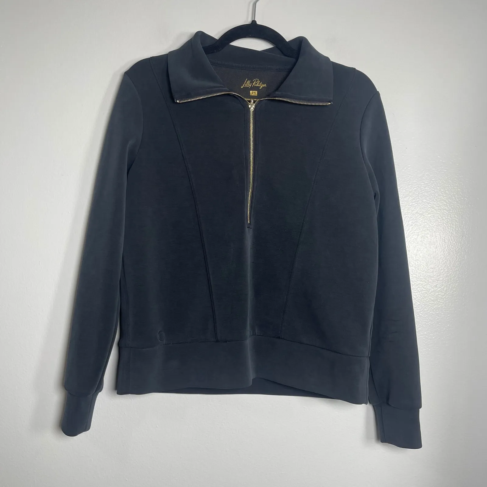 LILLY PULITZER Eleni Pullover XS Black Onyx UPF 50+ Activewear Active Preppy Gym - Image 2