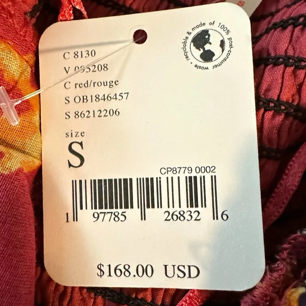 Free People Bohemian Sundrenched Short Sleeve Maxi Dress Red Floral NWT Ruffle - Image 15