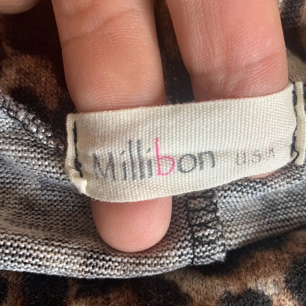 Millibon Leopard Cheetah Print Long Sleeve Top Size Large Black - Image 5