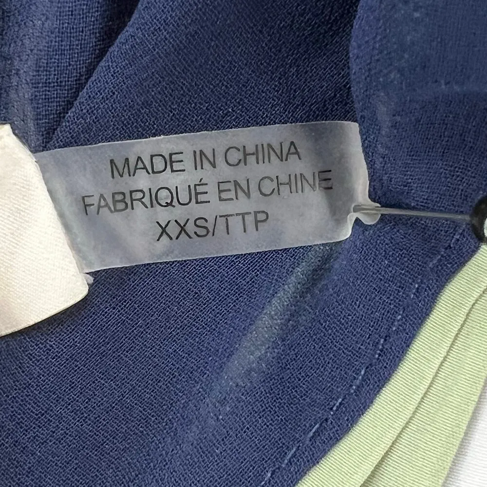 Ramy Brook Kat Mini Dress XXS Blue White Sage Color Block High Neck Breezy Boho - Image 12