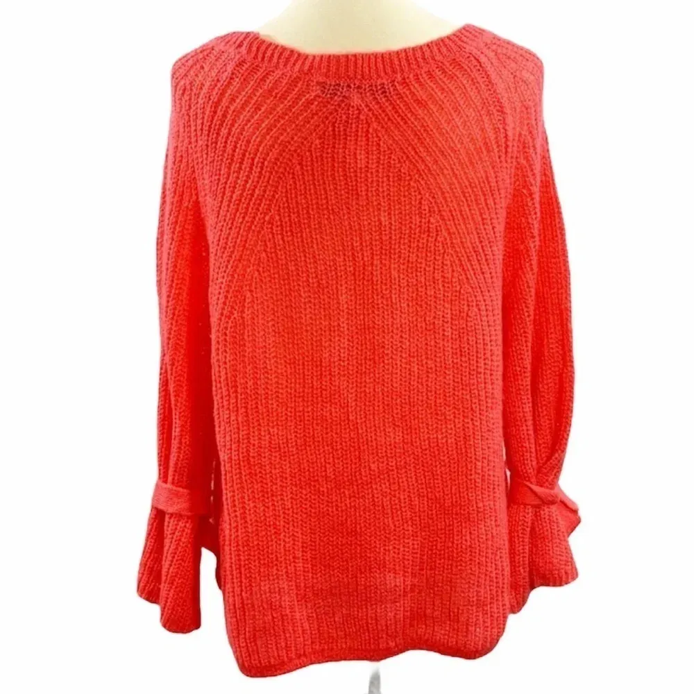 Naadam Open Knit Bell Sleeve Tie Sweater Top - Image 4