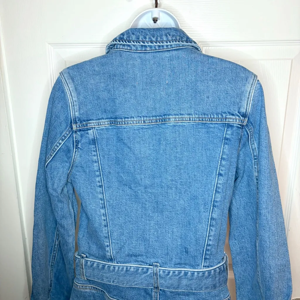 PAIGE Vintage Collection Maggy Tie Waist Long Sleeve Denim Romper Shorts 8 NWT - Image 9