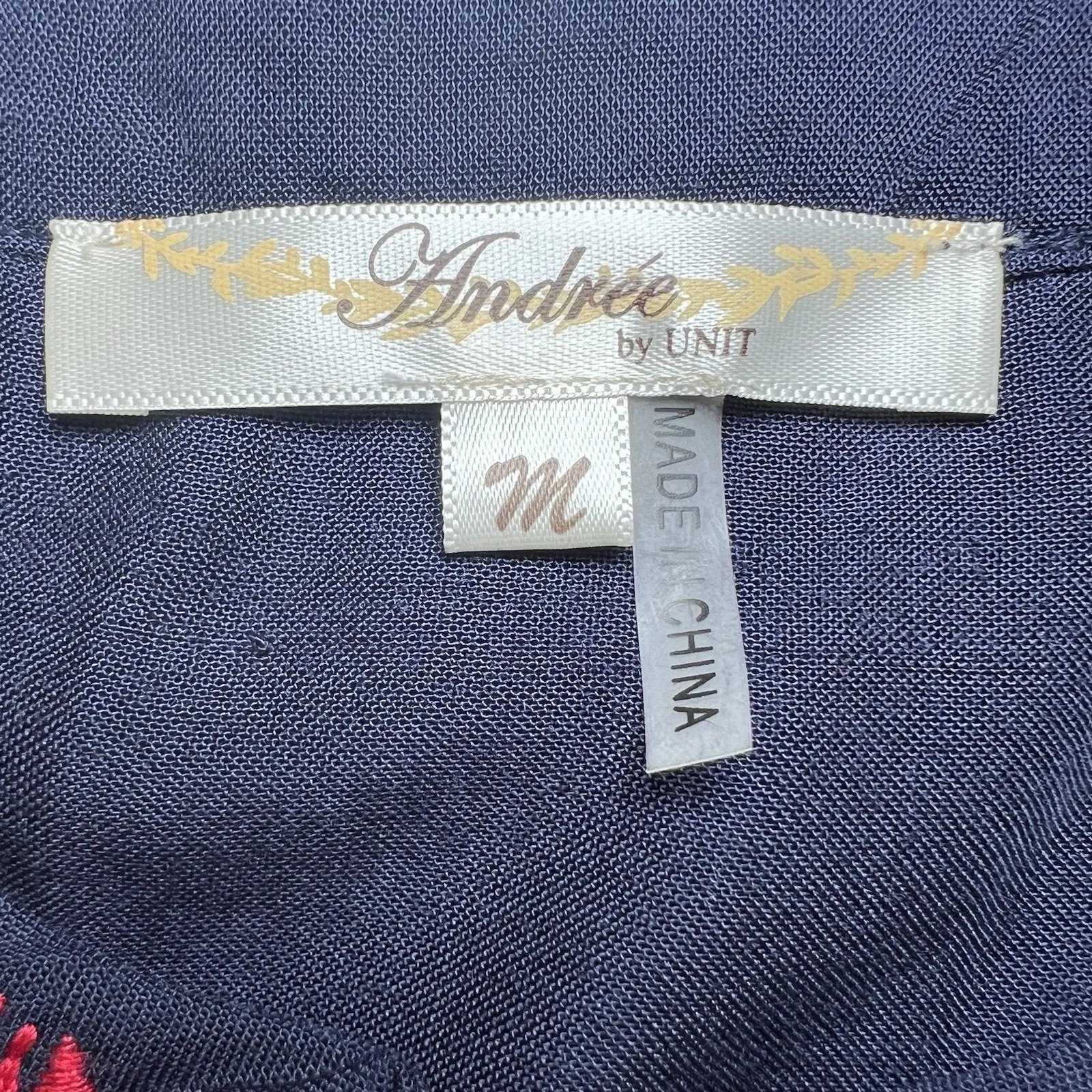 Andree‎ By Unit Johnny Embroidered Navy dress Size Medium Floral Embroidery - Image 3