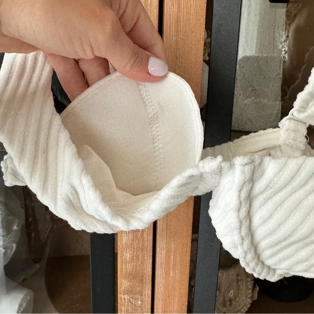 H&M bikini set ribbed terry highwaisted rise balconette underwire pushup bottoms - Image 4