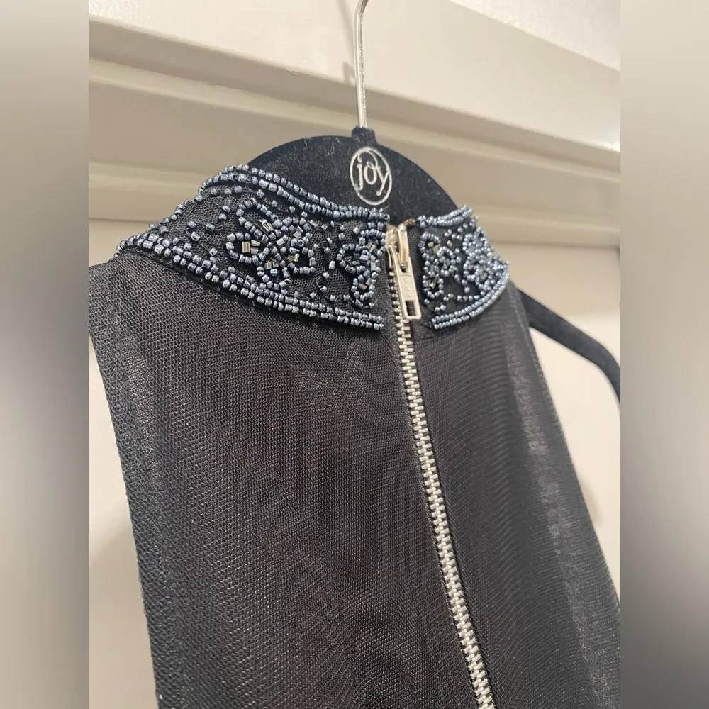 Dark Blue Beaded Halter High-Neck Top - Women's Petite Size 0 - Image 9