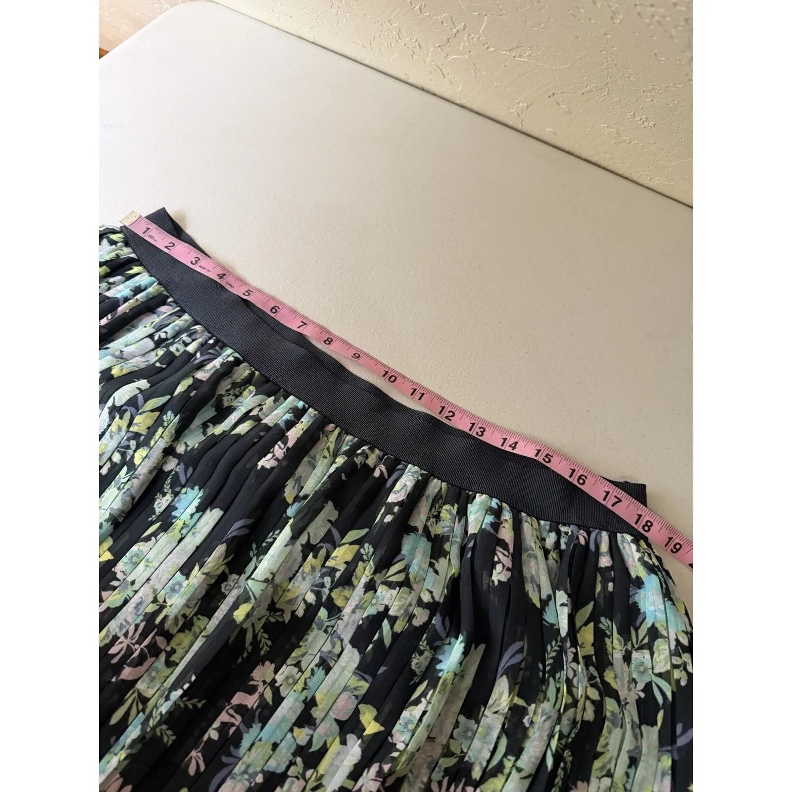 LC Lauren Conrad Skirt Womens XL Blue Floral Pleated Midi Pull On Boho Preppy - Image 5