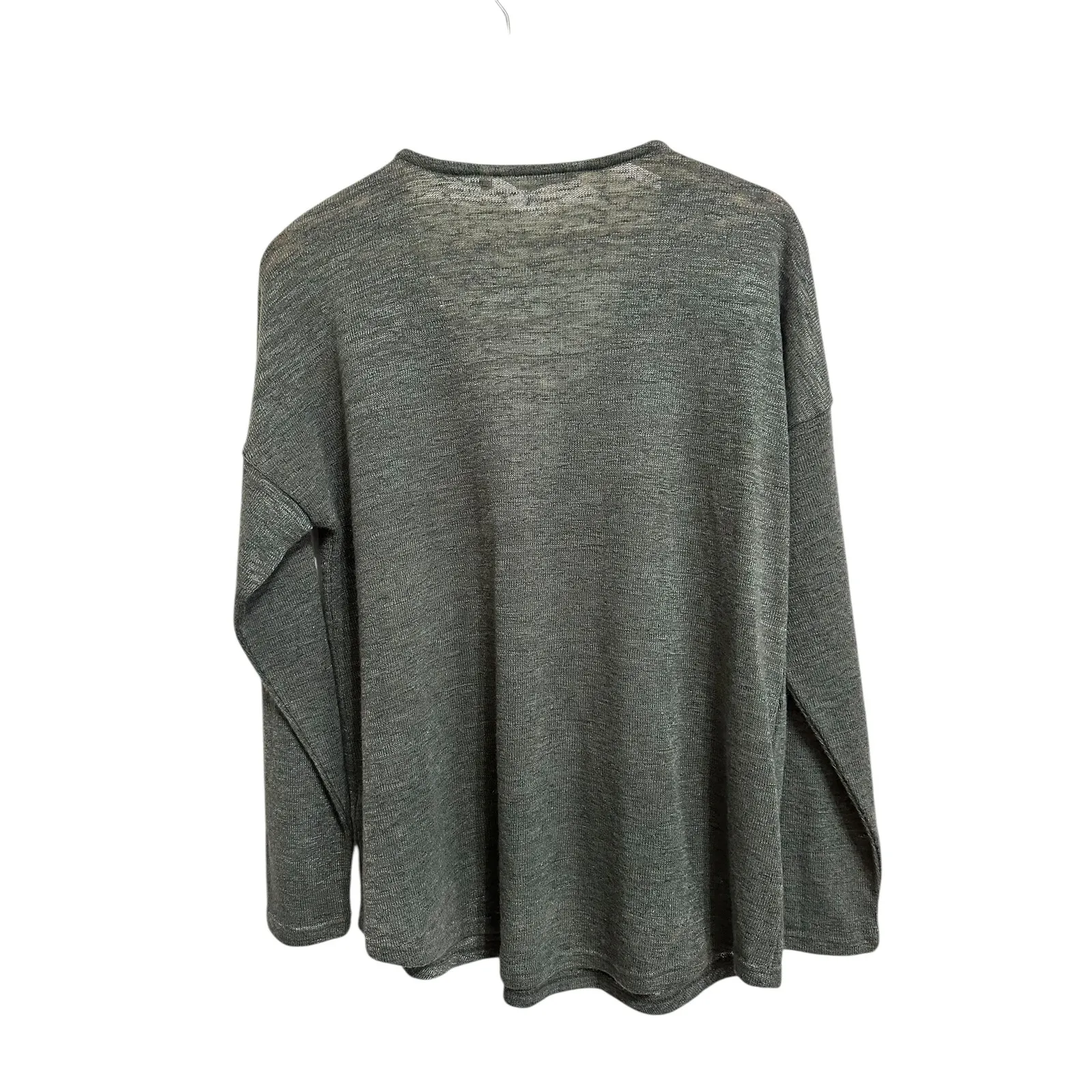 Soft Surroundings valentina zip Green Heathered Long Sleeve Knit Top Size L - Image 5