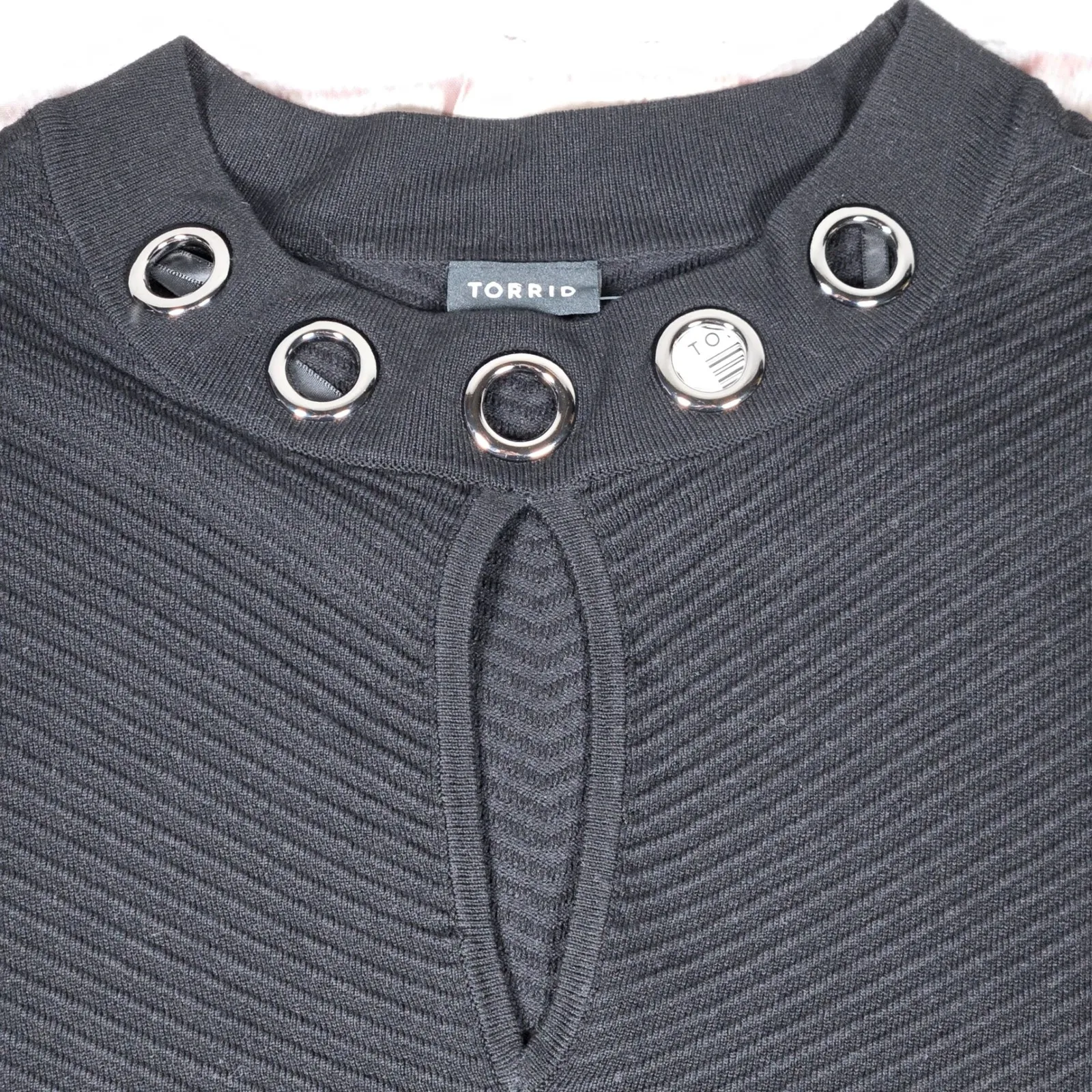 Torrid Black Ribbed At The Knee Sweater Gromet Dress Long‎ Sleeve Size 3 22 24 - Image 5