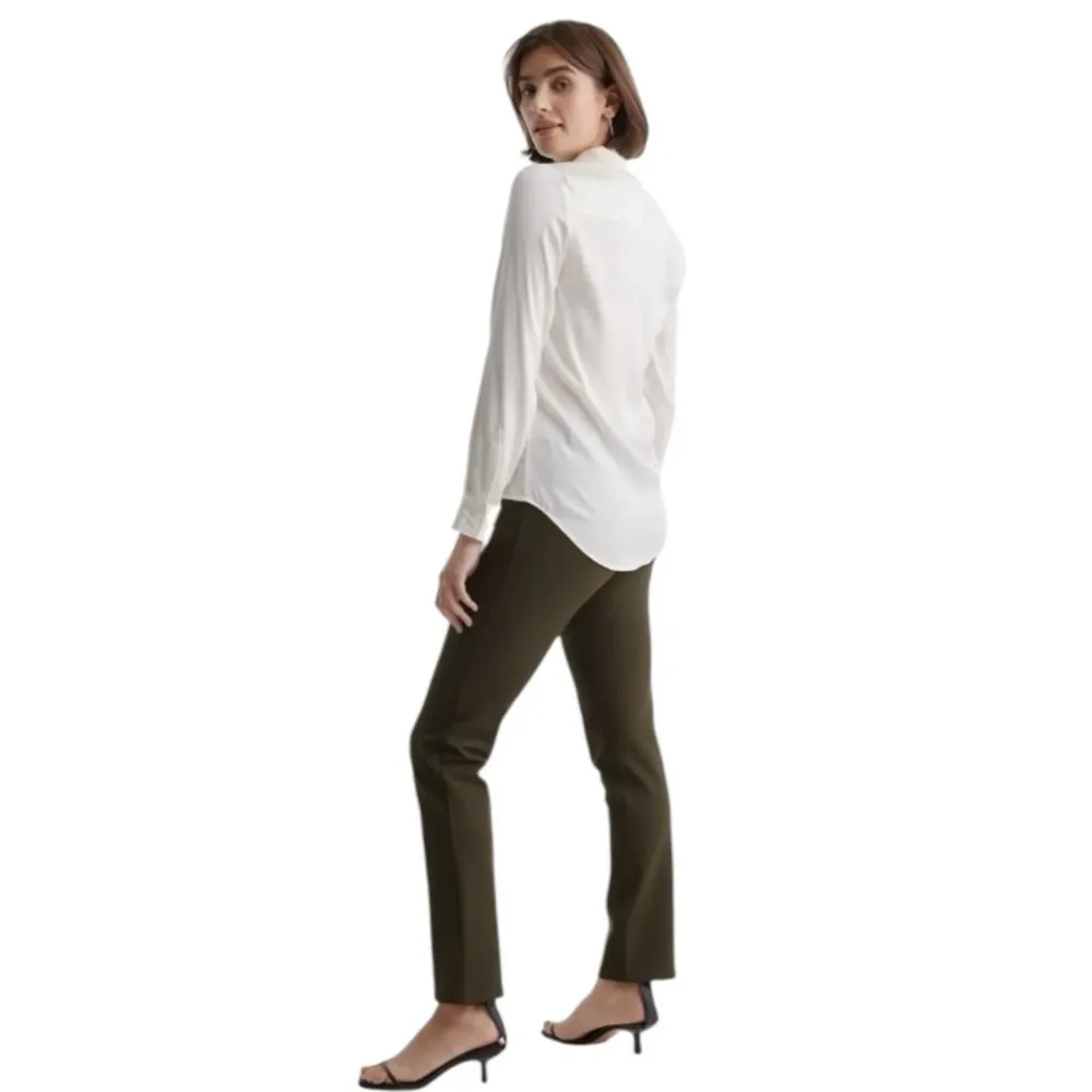 Quince - NWT Olive Green Slim Fit Ultra-Stretch Ponte Straight Leg Pants Sz MP - Image 4