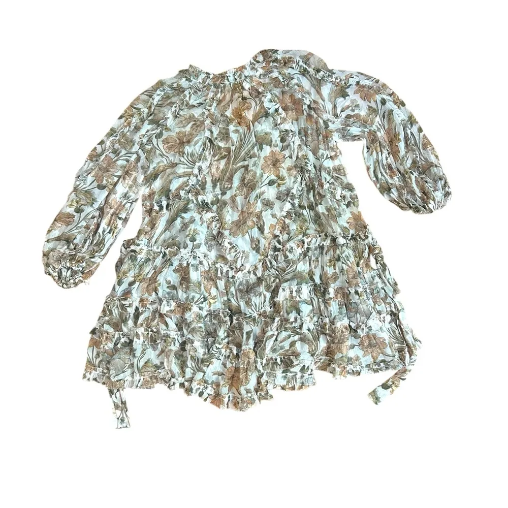 ZIMMERMANN  Floral Billow Frill Chintz Mini dress Sz-0 US-4 $1050 - Image 12