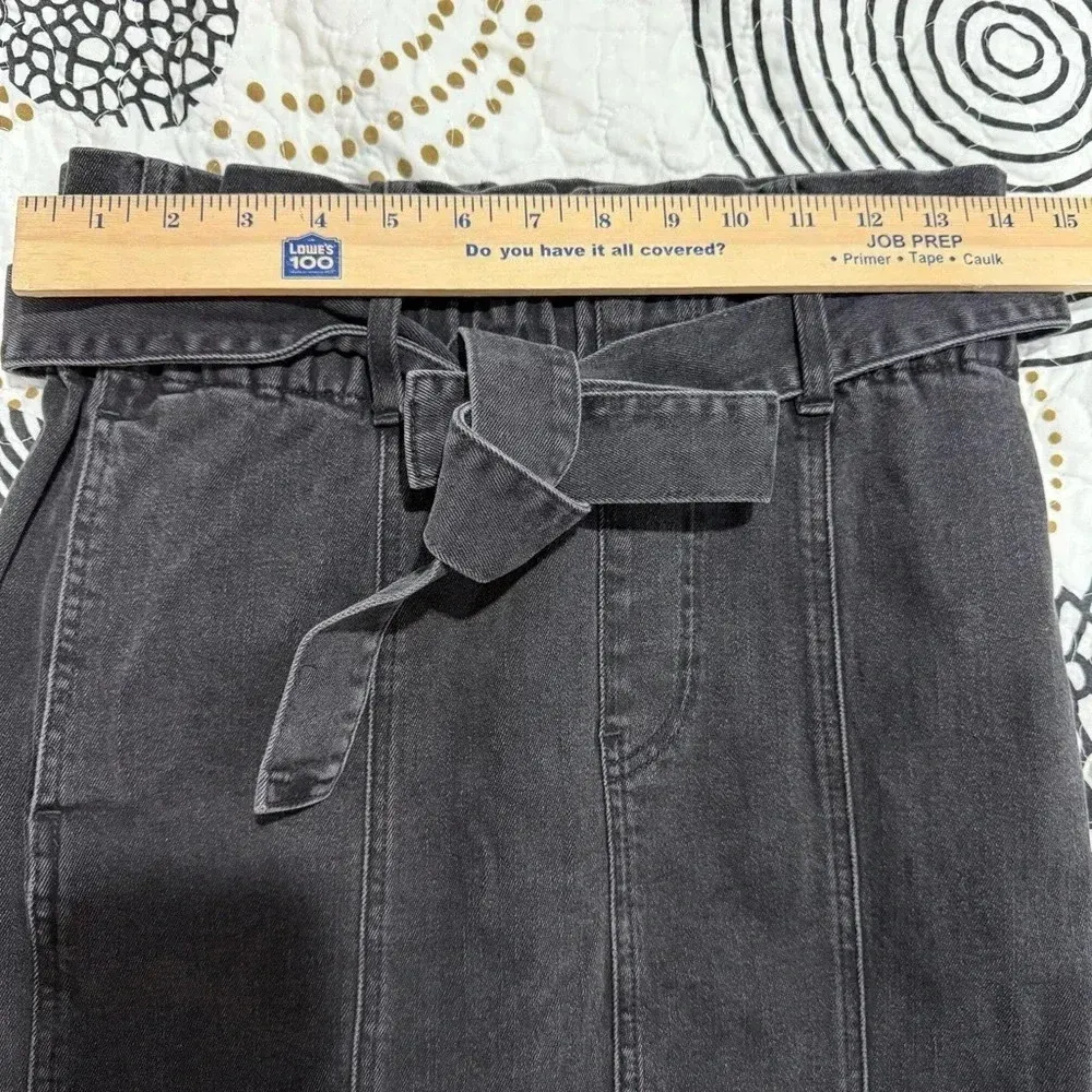 Madewell STRETCH DENIM PAPERBAG MINI SKIRT IN LUNAR WASH Black size Small Belted - Image 8