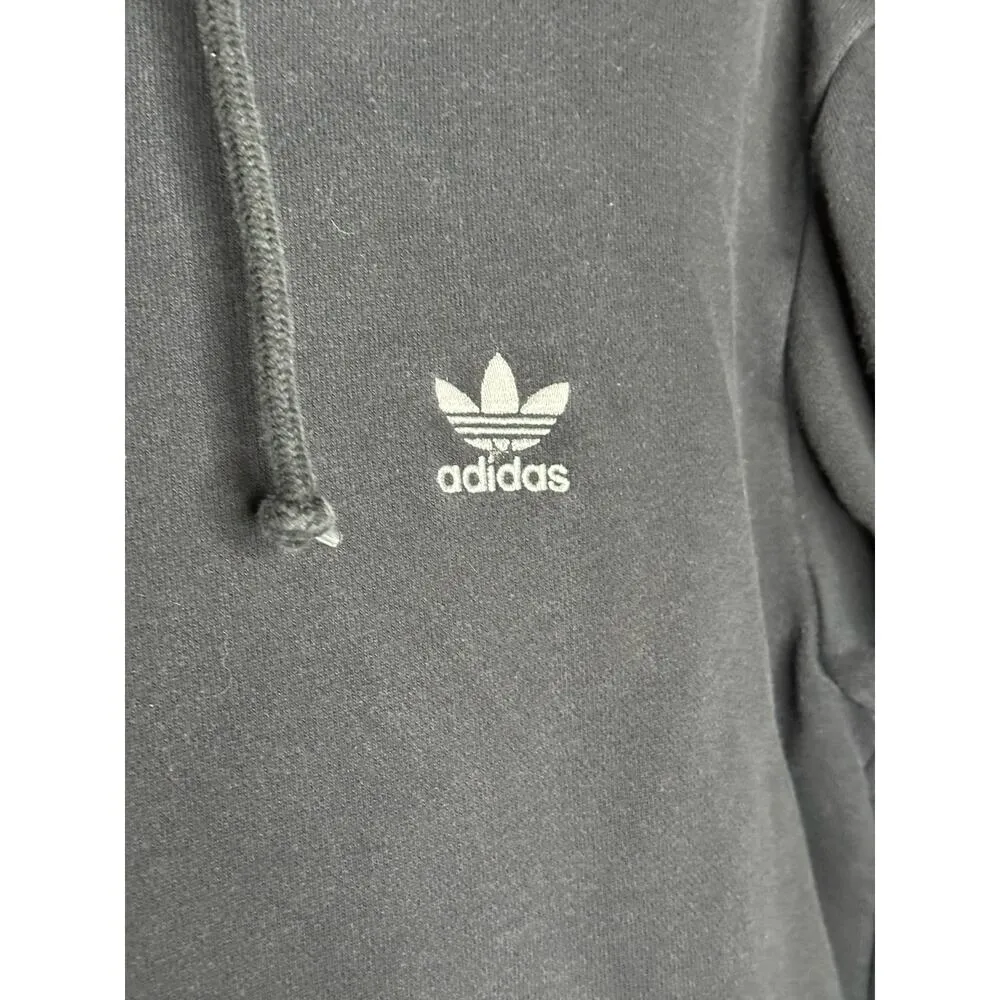 Adidas Embroidered Logo Black Hooded Drawstring Hoodie Long Sleeves Logo Size L - Image 4