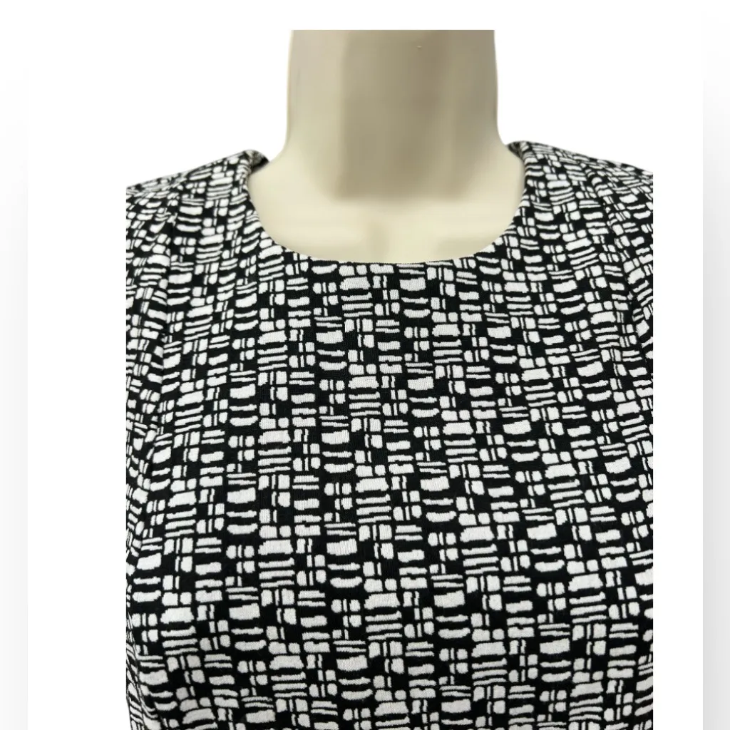Calvin Klein Size 8 Black White Geometric Scuba Crepe‎ Stretch Sheath Dress MIDI - Image 4