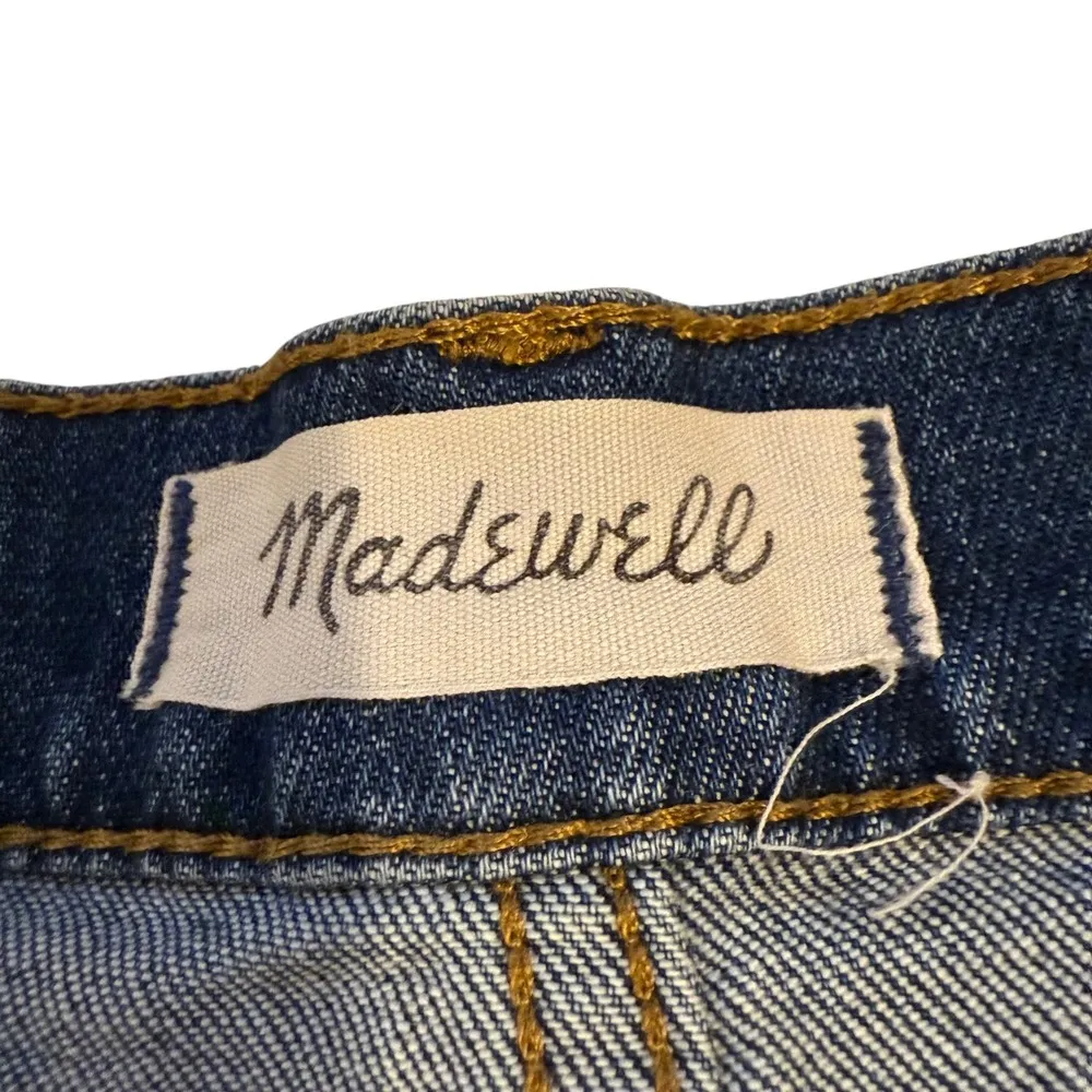 Madewell High Rise Denim Shorts Frayed Hem Distressed Blue Wash Size 30 - Image 5