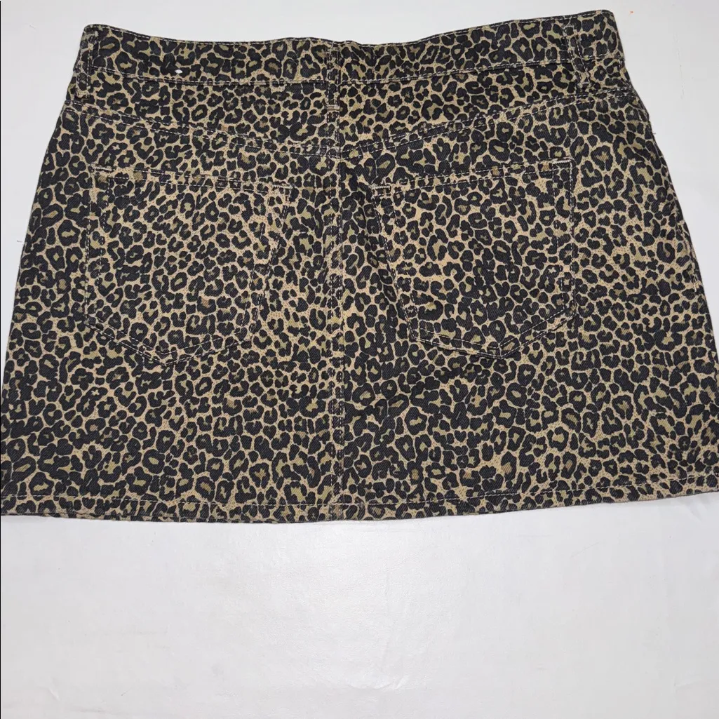 MNG by Mango Cheetah Print Denim Skirt, Size Large - Image 6
