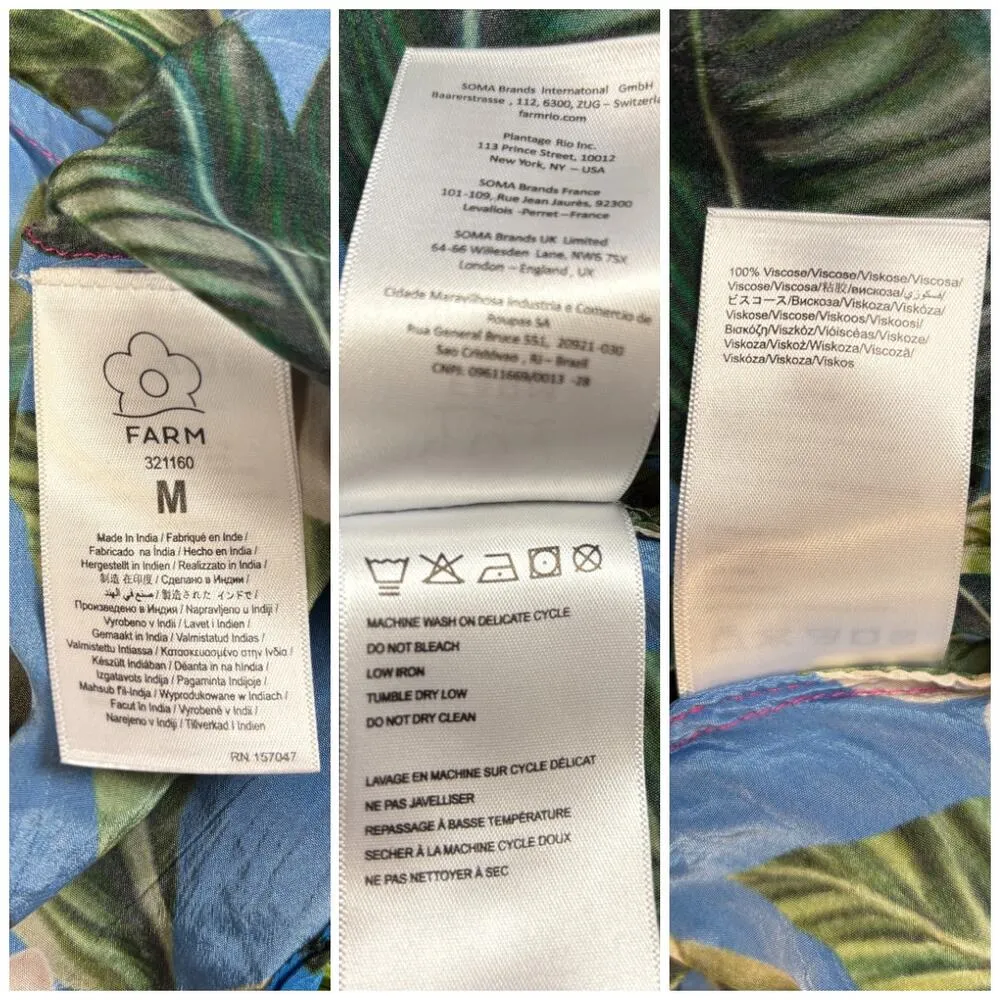 FARM Rio Mixed Pattern Flowery Ruffle One Shoulder Dress Size M - Image 7