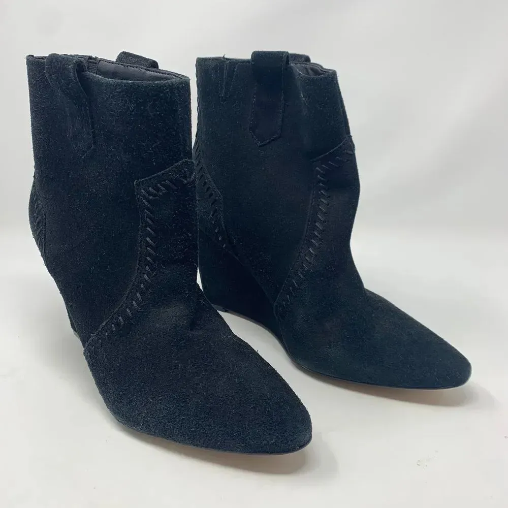 Rebecca Minkoff Bianca Wedge Booties Black Suede‎ - Image 6