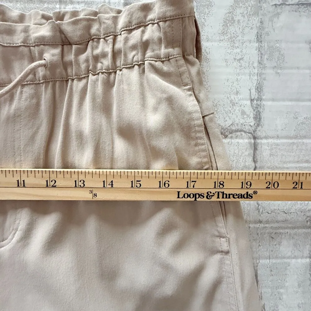 Vince Horchata Beige Twill Wide Leg Pants Drawstring Waist Pocket Detail Sz 10 - Image 8