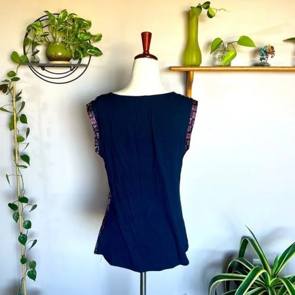 The Limited Blue and Red Patterned Tank Top Blouse Business Casual - Image 5