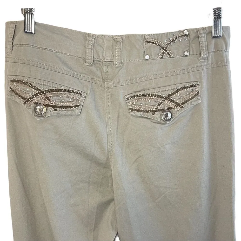 STYLE‎ & CO PREMIUM Vintage Wide Leg Embellished Khakis, Size 10 - Image 5