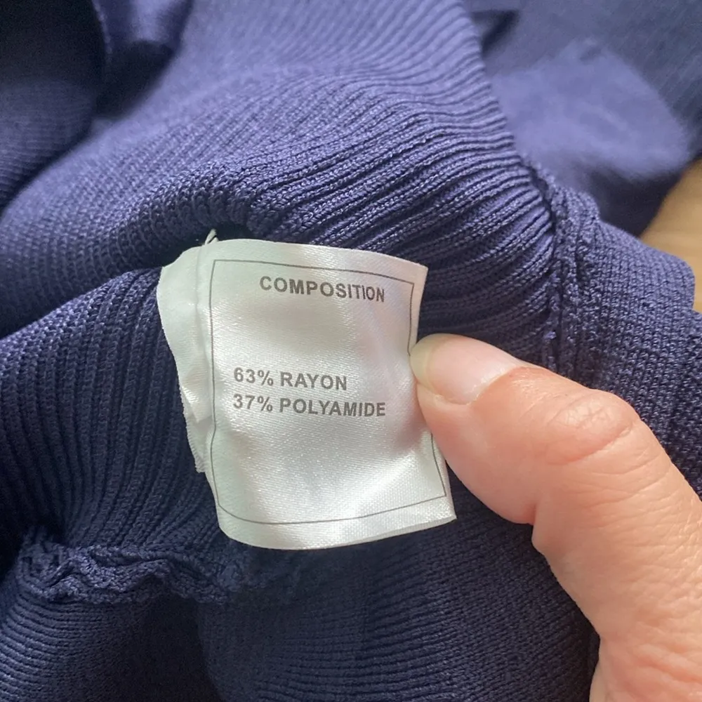 CYANINE Sea Navy Ribbed Peplum Sweater sz Small Blue - Image 6