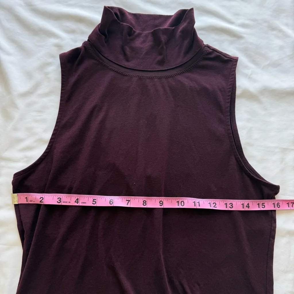 Athleta Industry Tank Top Sleeveless Turtleneck Burgundy Merino Blend Purple - Image 7