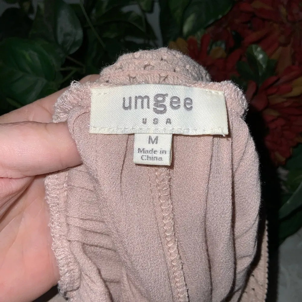 Umgee Blush Mauve Off Shoulder Tunic Dot Sleeve & Hemline Boho Tunic M - Image 9