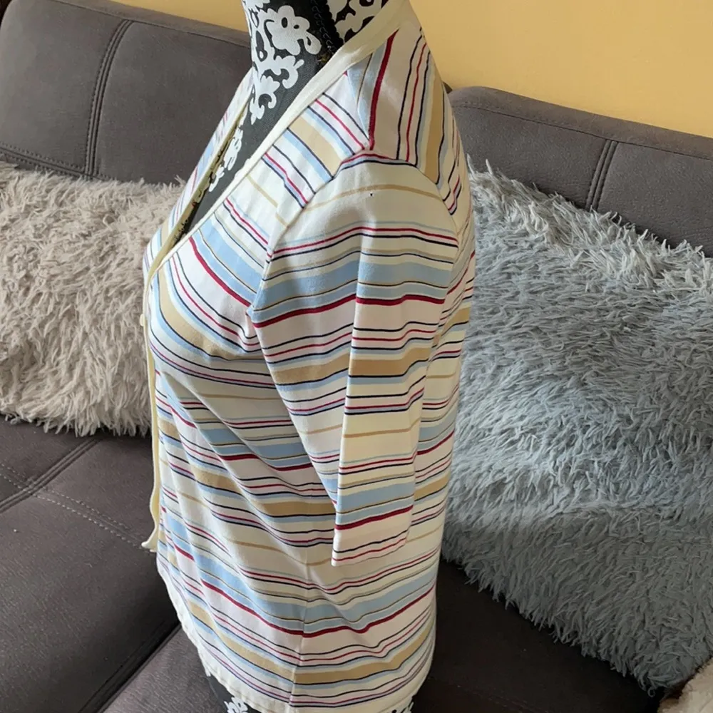 TOMMY HILFIGER Striped Button-Down T-Shirt Medium - Image 3