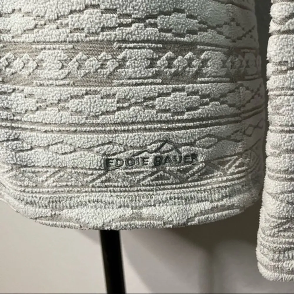 Eddie Bauer Womens Grey 1/4 Zip Fair Isle Fleece Jacket size Small Gorp Winter - Image 5