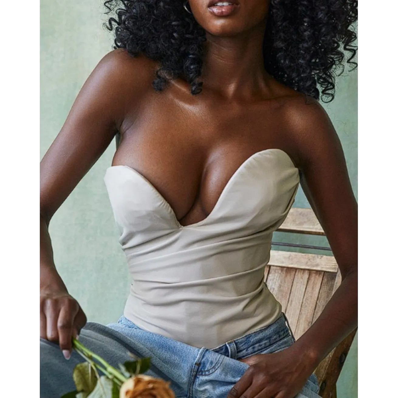 NWT House of CB 'Saffira' Fog Plunge Vegan
Leather Corset Sz Small SOLD OUT $135 - Image 2