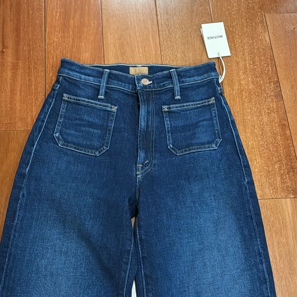 NWT MOTHER Women's Patch Pocket Rambler Zip Sneak Jeans size 26 Blue - Image 5