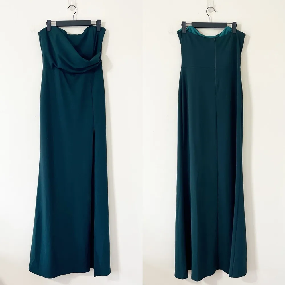 Windsor Kaia Strapless High Slit Formal Dress Hunter Green Size XL - Image 4