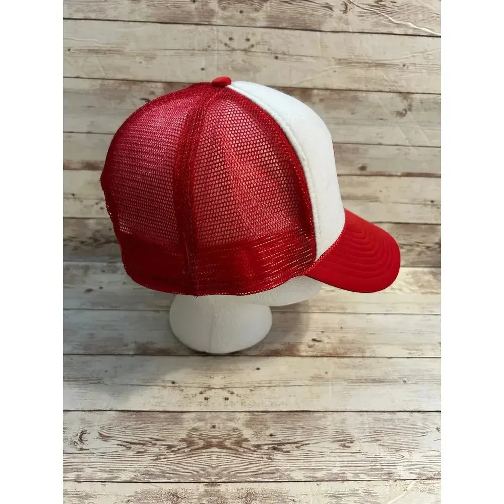 Girls Rock Trucker Hat One Size Adjustable Snap Back Red White - Image 4